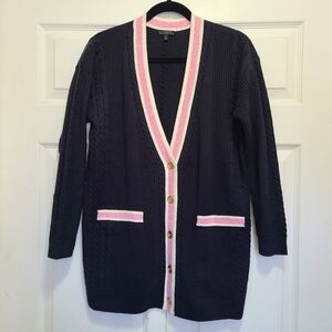 Talbots CABLE KNIT CARDIGAN TIPPED‎ M petite